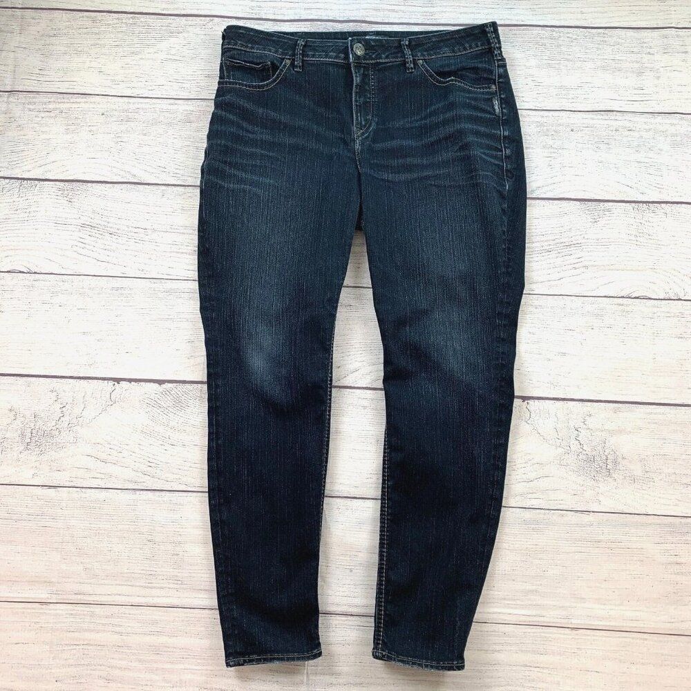 Silver Jean sz 16 X 29 Stevie Dark Wash Low Rise Inseam 28”